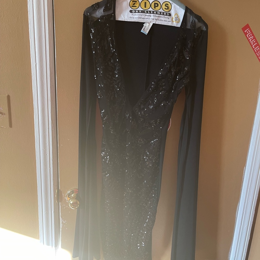 Black see through sequins dress